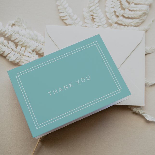 AVERY Modern Minimalist Mint Green Frame Wedding Letterpress Thank You Card (AVERY Modern Minimalist Mint Green Frame Wedding Thank You Card)