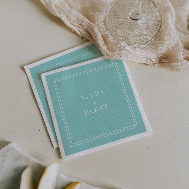 AVERY Modern Minimalist Mint Green Frame Wedding Napkins (AVERY Modern Minimalist Mint Green Frame Wedding Napkins)