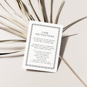 AVERY Modern Minimalist Product Care Instructions Enclosure Card