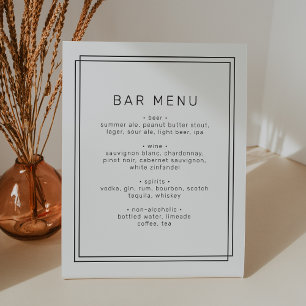 AVERY Modern Minimalist Wedding Bar Menu Sign
