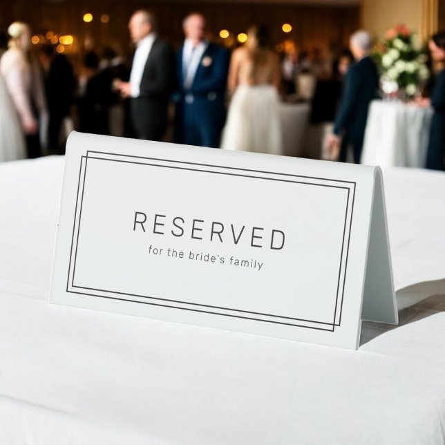 AVERY Modern Minimalist Wedding Reserved Table Tent (AVERY Modern Minimalist Wedding Reserved Table Tent Sign)