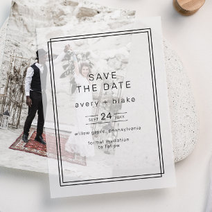 AVERY Modern Minimalist Wedding Save the Date Vellum Invitations