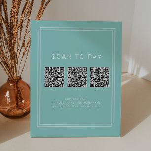 AVERY Modern Mint Business QR Code Scan To Pay Pedestal Sign