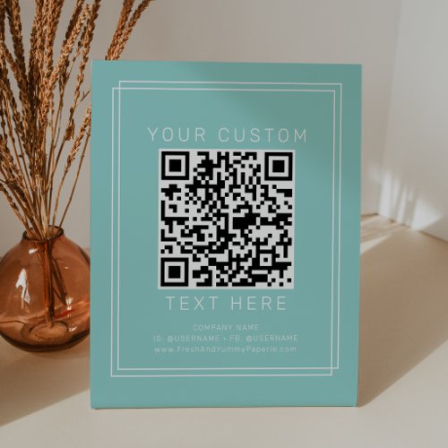 AVERY Modern Mint Green Business Custom QR Code Pedestal Sign