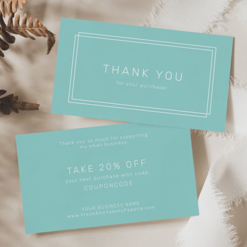 AVERY Modern Mint Green Business Thank You Discount Card