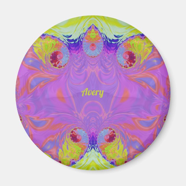 AVERY ~ Pink Orange Yellow Blue Fractal ~  Magnet (Front)