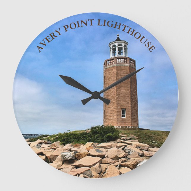 Avery Point Lighthouse CT Round Wall Clock (Front)