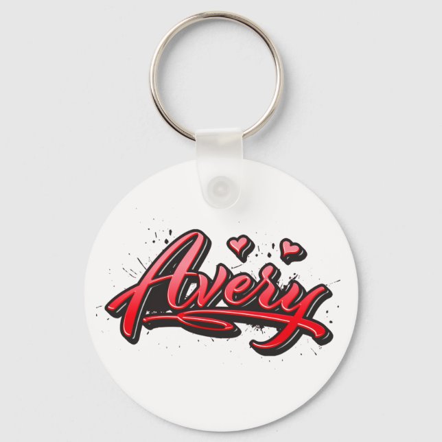 Avery red Heart Graffiti Schlüsselanhänger Keychain (Front)