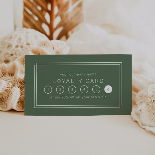 AVERY Rustic Dark Green Business Reward 6 Punch Loyalty Card