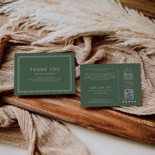 AVERY Rustic Dark Green Business Thank You Order Enclosure Card
