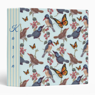 Avery Signature Binder Blue Stripe Butterfly Birds