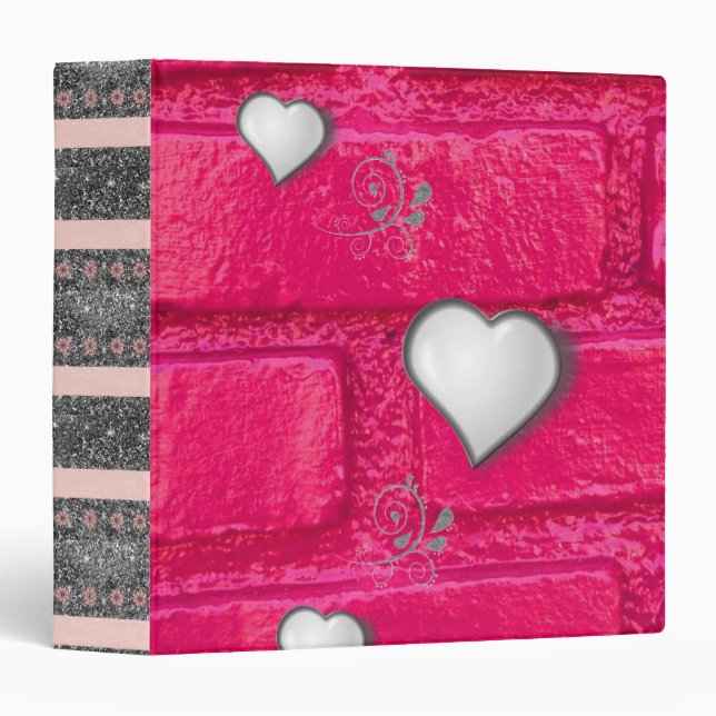 Avery Signature Binder Brick Pink Floral Hearts (Front/Spine)