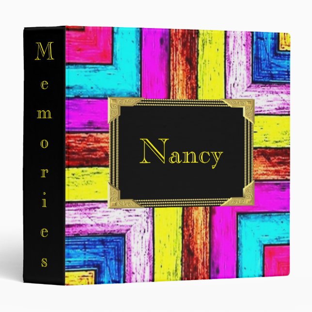 Avery Signature Binder Colorful Squares Monogram (Front/Spine)