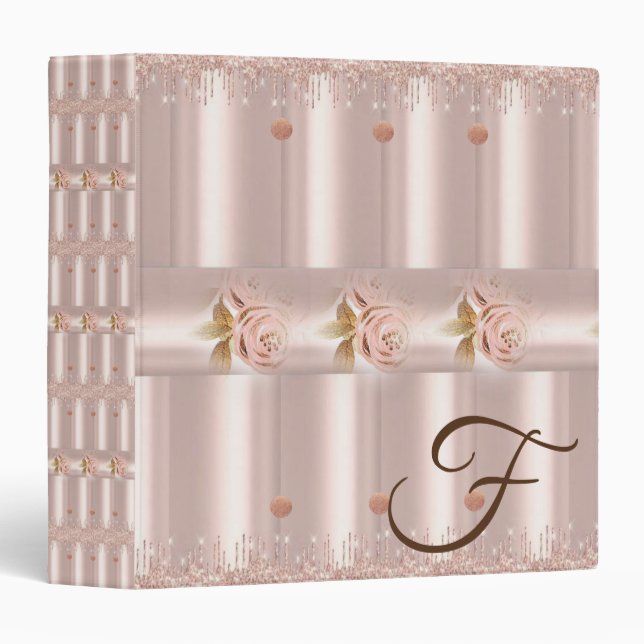 Avery Signature Binder Pink Rose Glitter Floral (Front/Spine)