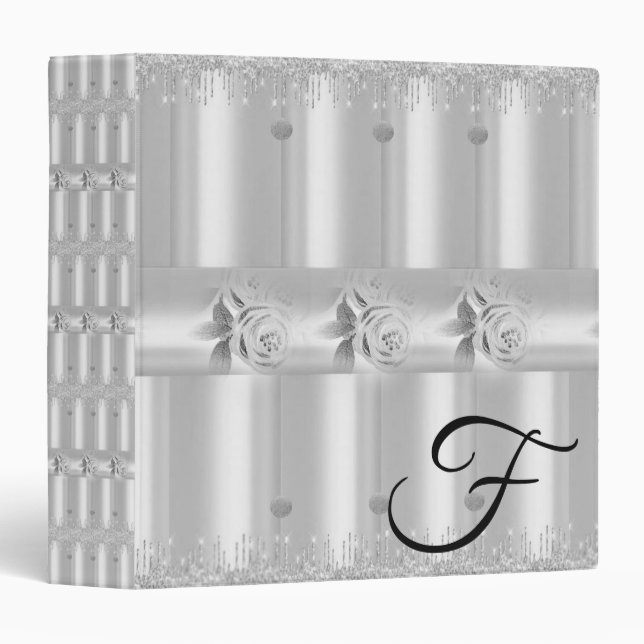 Avery Signature Binder Silver Glitter Floral (Front/Spine)