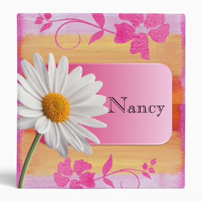 Avery Signature Binder White Daisy Pink Floral (Front)