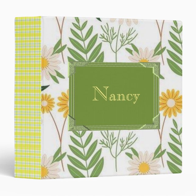 Avery Signature Binder White Floral Monogram (Front/Spine)