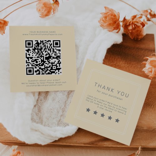 AVERY Simple Butter Yellow QR Code Leave A Review Square Business Card