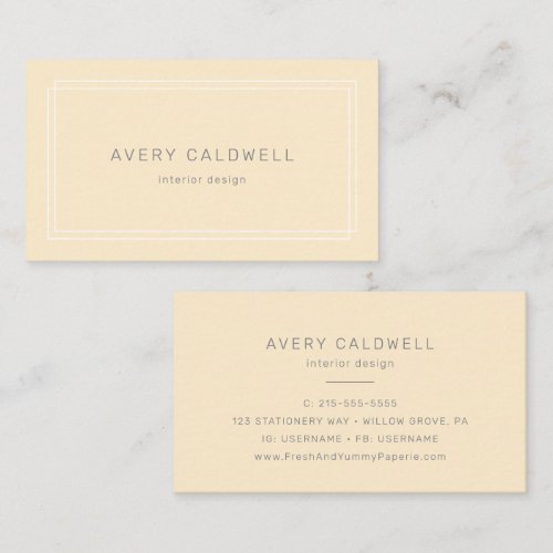 AVERY Simple Neutral Butter Yellow Business Card