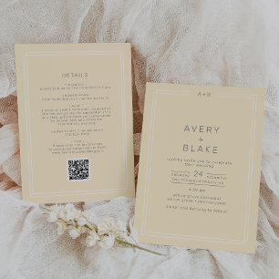 AVERY Simple Neutral Butter Yellow QR Code Wedding Invitation