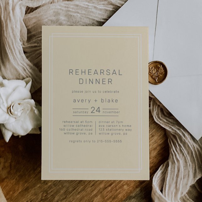 AVERY Simple Neutral Yellow Rehearsal Dinner Invitation (AVERY Simple Neutral Yellow Rehearsal Dinner Invitation)
