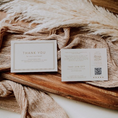AVERY Vintage Gold Cream Business Thank You Order Enclosure Card