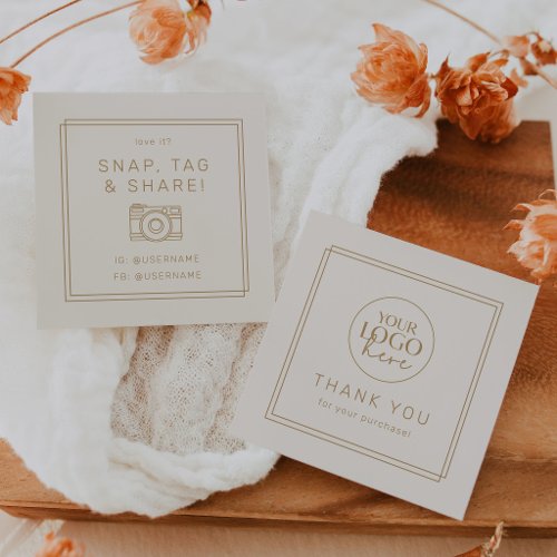 AVERY Vintage Gold Cream Logo Share Thank You Square Business Card