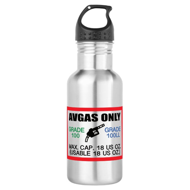 AVGAS / 100LL fuel only Stainless Steel Water Bottle (Front)