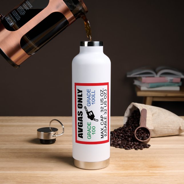 AVGAS / 100LL fuel only Water Bottle (Coffee (Rotated))