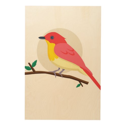 Avian Harmony Bird Vector Design on Wood Canvas