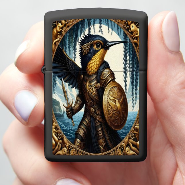 Avian Knight's Vigil Zippo Lighter (In Hand)