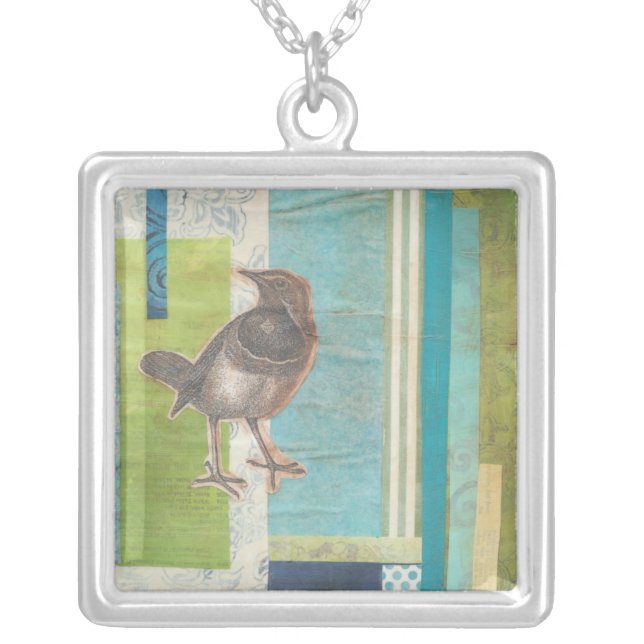 Avian Scrapbook I Silver Plated Necklace (Front)