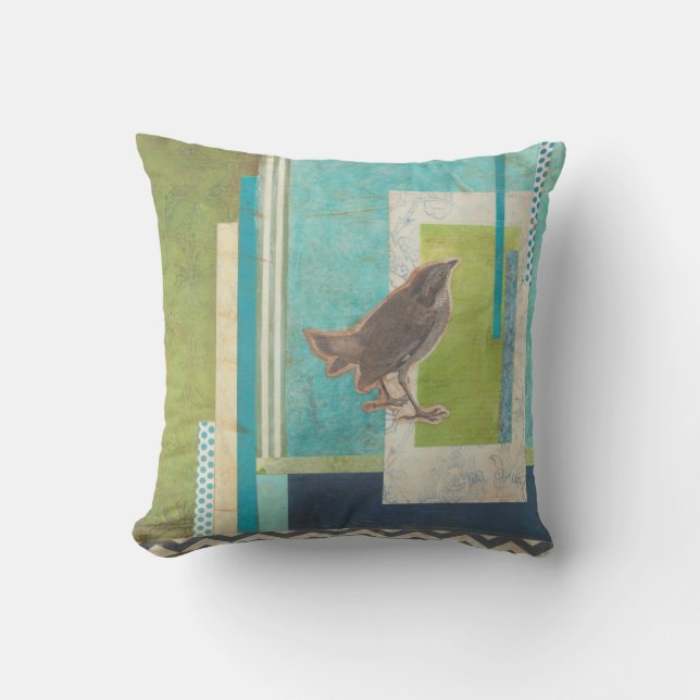 Avian Scrapbook II Throw Pillow (Front)