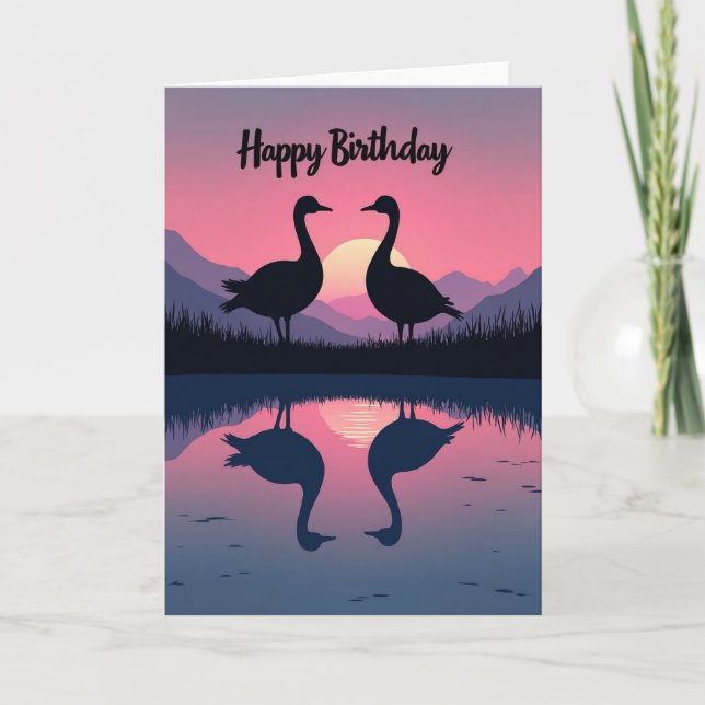 Avian Sunset Birthday Card (Front)