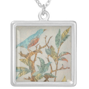 Aviary Collage I Silver Plated Necklace