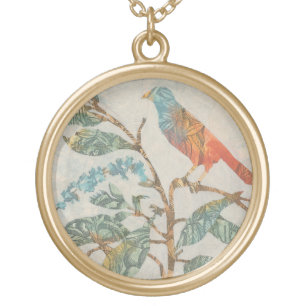 Aviary Collage II Gold Plated Necklace