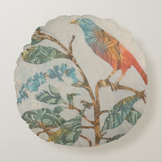 Aviary Collage II Round Pillow (Front)