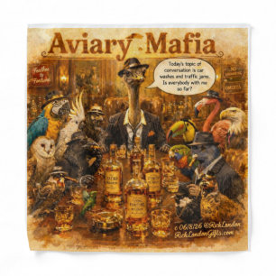 Aviary Mafia Cartoon – Feathered Mob Family Humor Bandana