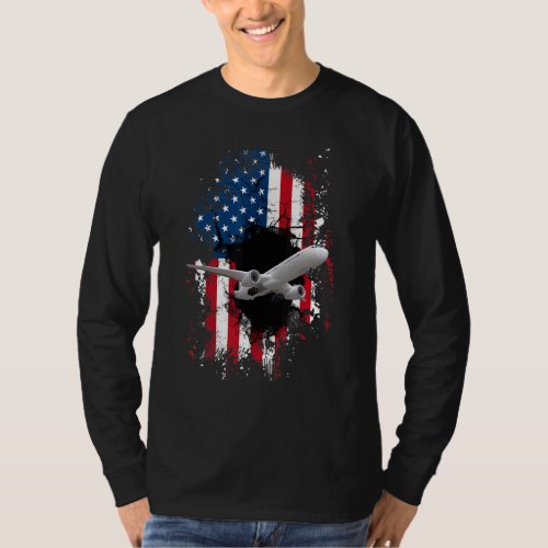 Aviation Aircraft American Flag Airplane Pilot Pat T_Shirt