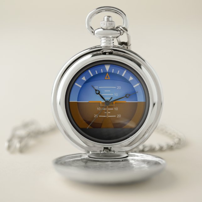 Aviation Aircraft Attitude Indicator Pocket Watch (Inside)