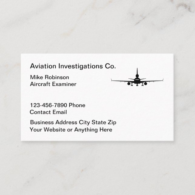 Aviation Aircraft Examiner Business Cards (Front)