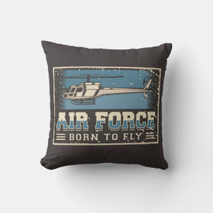 Aviation Airforce Helicopter Throw Pillow