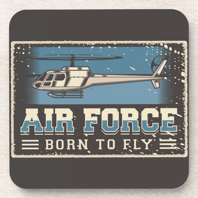 Aviation Airforce Helicopter Throw Pillow Beverage Coaster (Front)