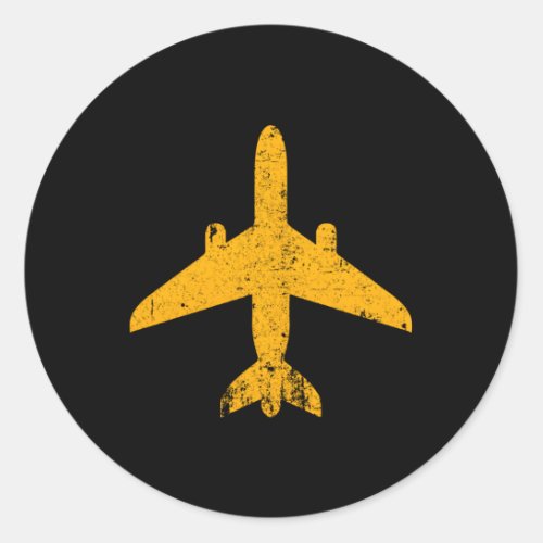 Aviation Airline Pilot Yellow Jet Airplane Classic Round Sticker