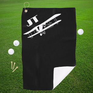 Aviation Airplane and Initials for Pilot Cool Golf Golf Towel