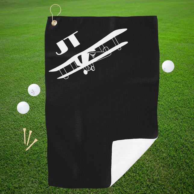 Aviation Airplane and Initials for Pilot Cool Golf Golf Towel (Creator Uploaded)