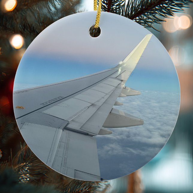 Aviation Airplane Christmas Photo Custom Ceramic Ornament (Creator Uploaded)