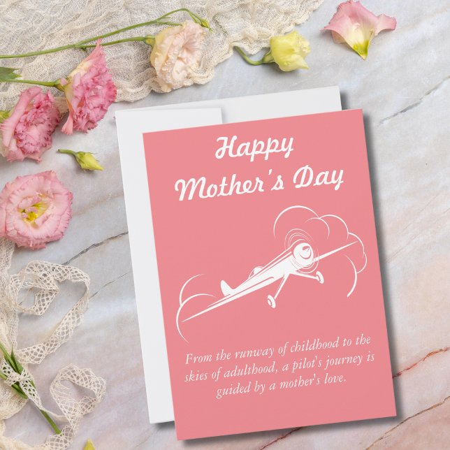 Aviation, Airplane Flying, Minimalist,Mother’s Day Holiday Card (Creator Uploaded)
