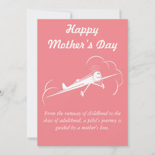 Aviation, Airplane Flying, Minimalist,Mother’s Day Holiday Card