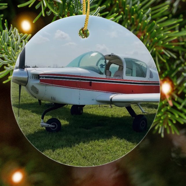 Aviation Airplane Photo Christmas Personalized Cer Ceramic Ornament (Creator Uploaded)